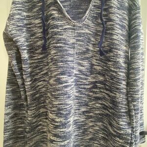 LOFT Navy and White Marled Sweater